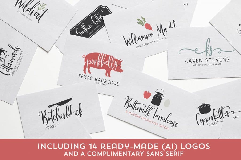 Buttermilk Farmhouse Typeface Logos