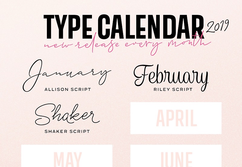 2019 Calendar Typeface 