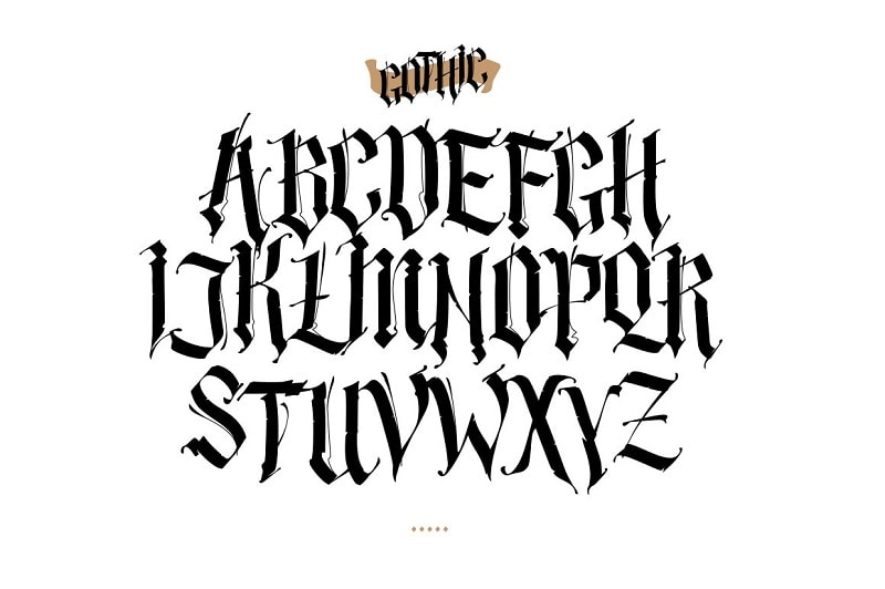 Full Alphabet In The Gothic Style Vector Letters And Symbols On A White  Background Calligraphy And Lettering Medieval Latin Letters Individual  Letters Elegant Font For Tattoo A Set For Inspiration Stock Illustration 