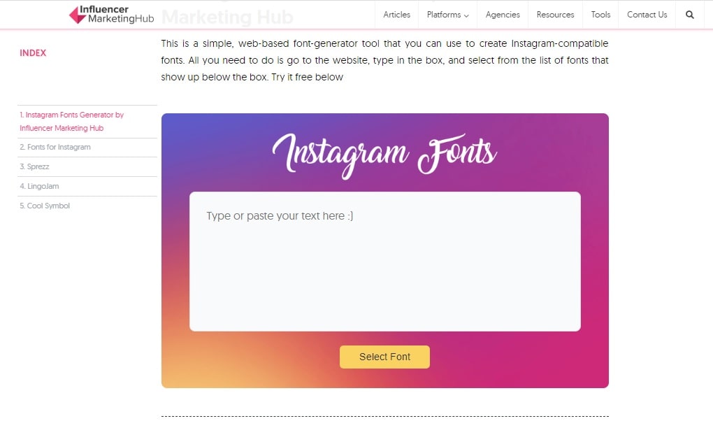 Instagram font generator