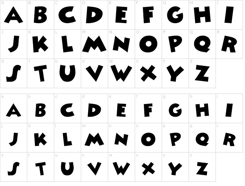 mickey font character map