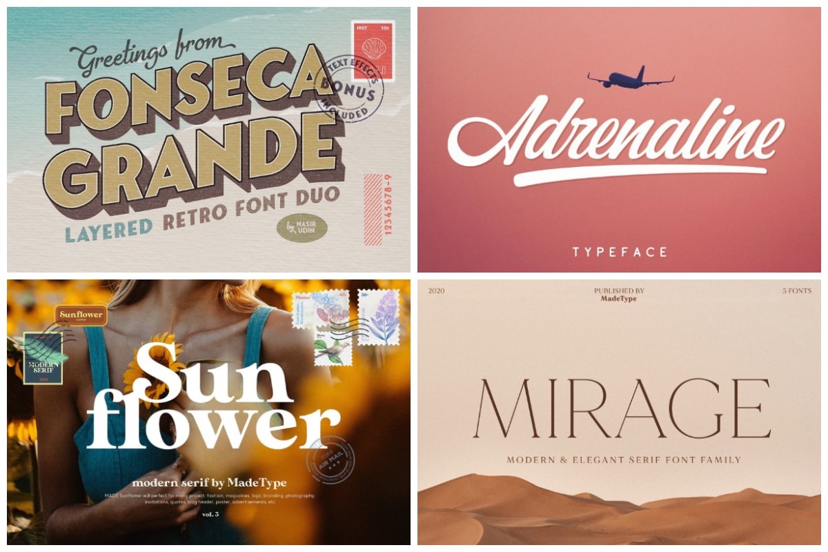 travel postcard font