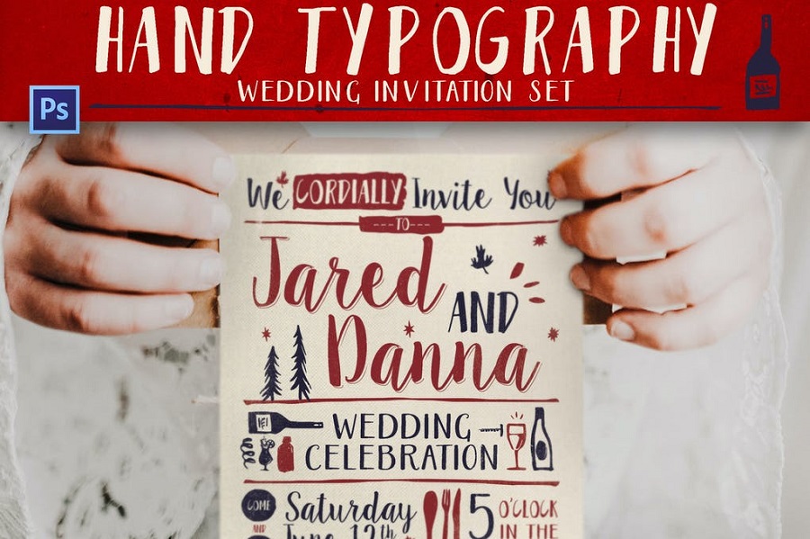 Hand Lettering Wedding Invitation