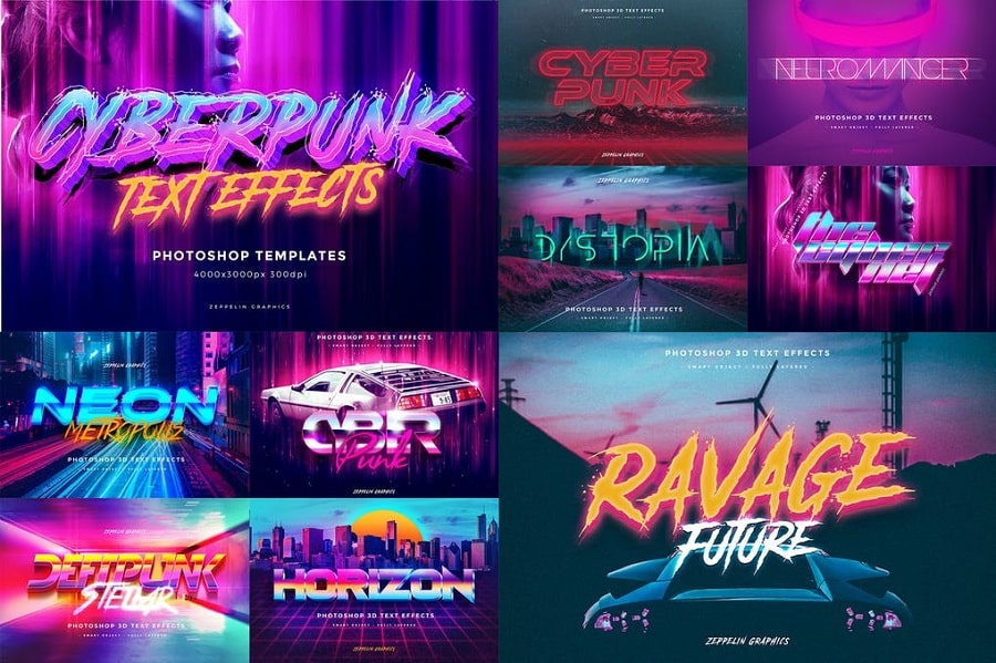 Cyberpunk 80s Text Effects min