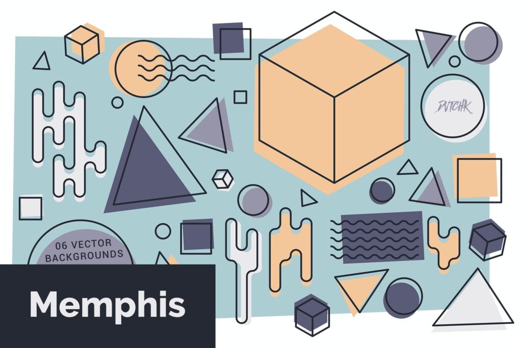 Memphis Abstract Colorful Vector Backgrounds