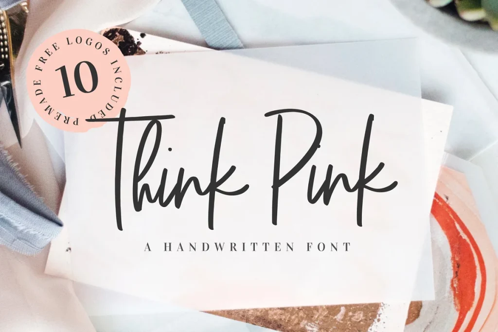 Think Pink Handwritten Font Logos