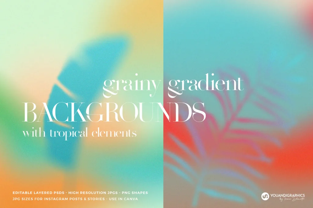 Tropical Grainy Gradient Backgrounds