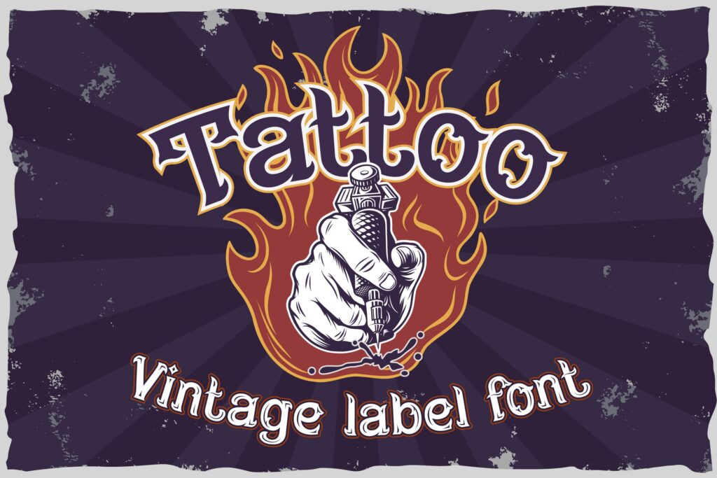 Fire Needle Tattoo Salon Label Font