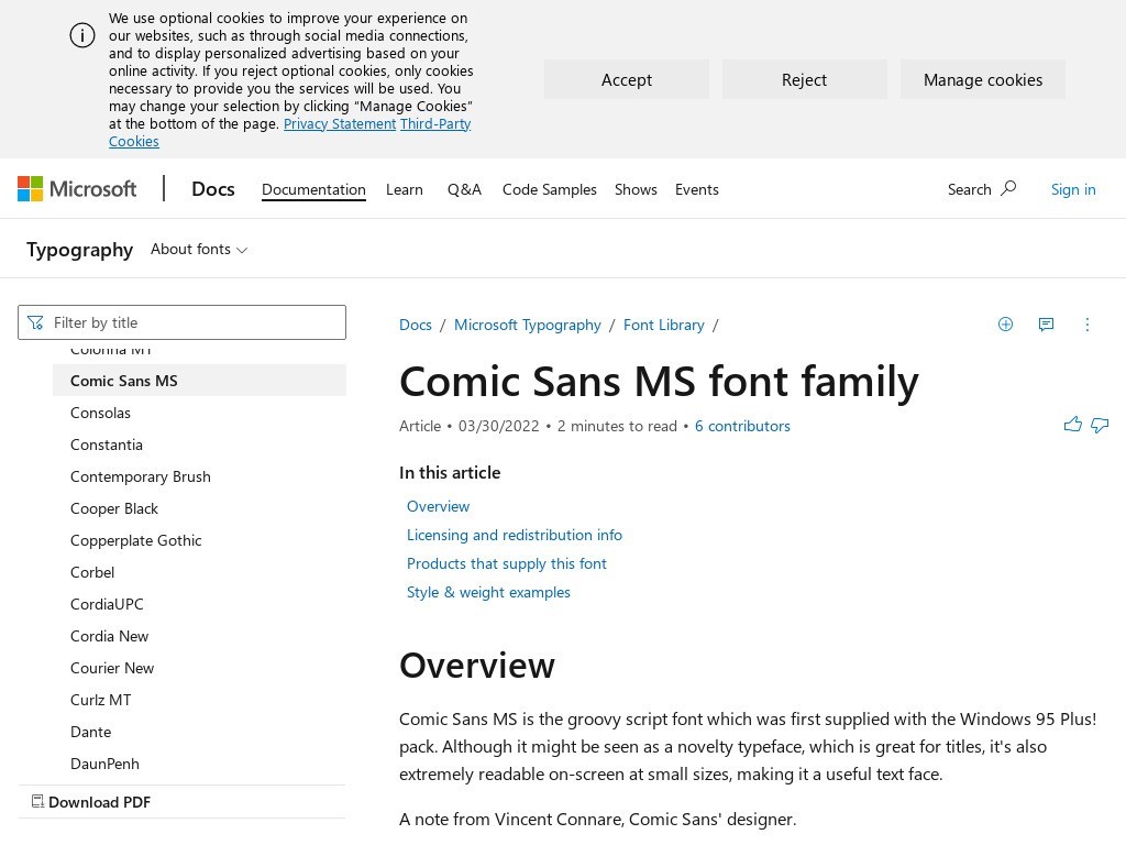 Comic Sans MS Font