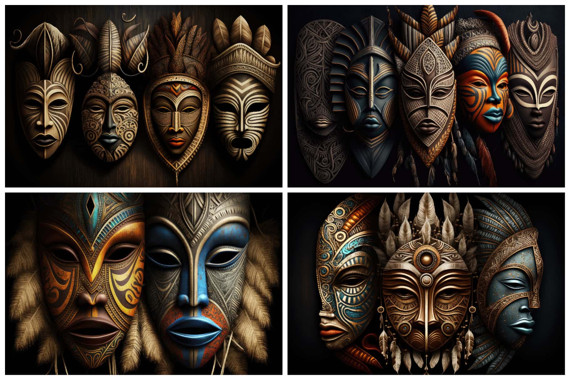 African Ambiance 24 Tribal Mask Illustrations For Designers Hipfonts 1295