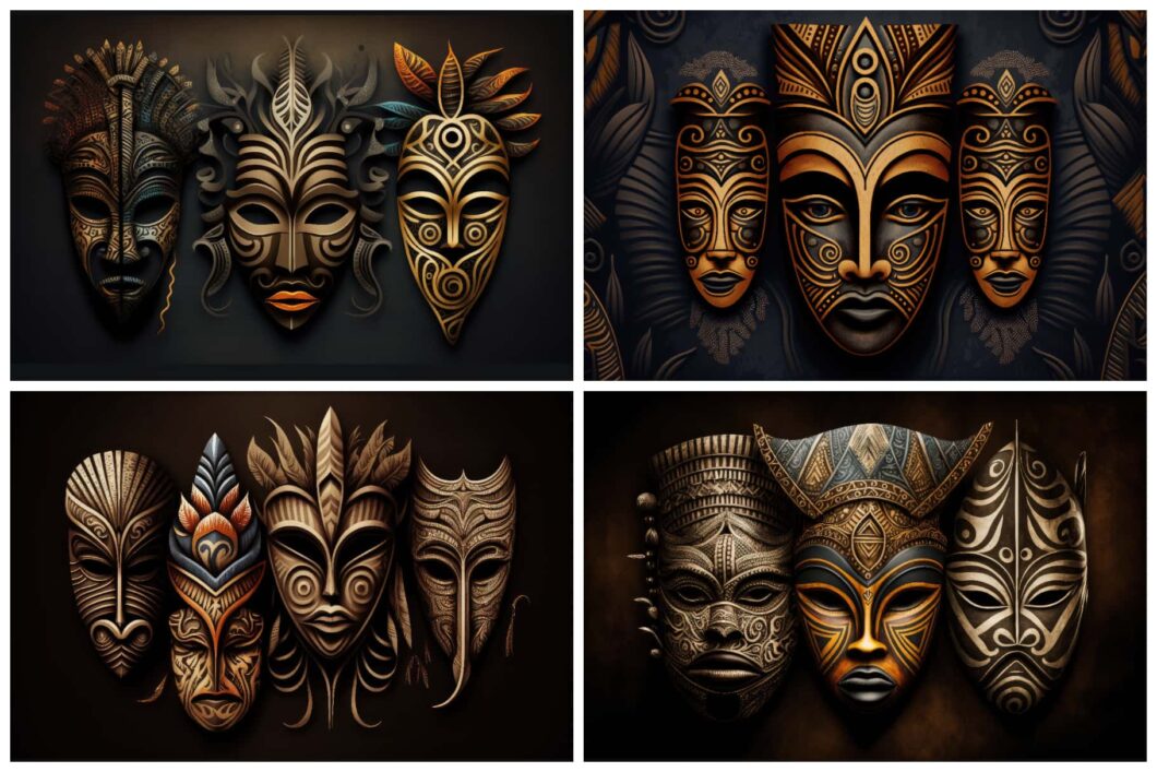 African Ambiance: 24 Tribal Mask Illustrations for Designers | HipFonts