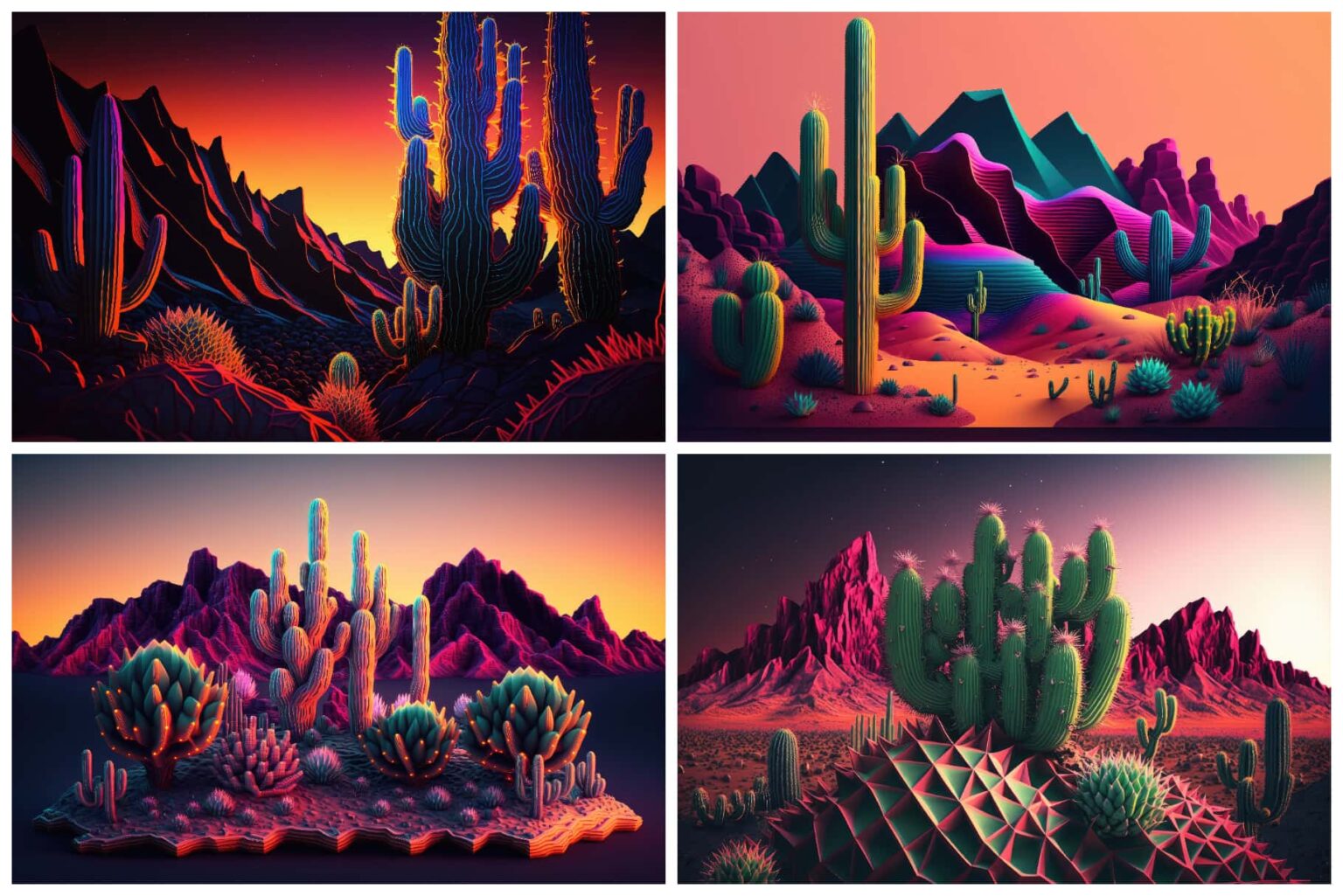 Neon Mirage 28 Mesmerizing Desert Illustrations in 6K HipFonts
