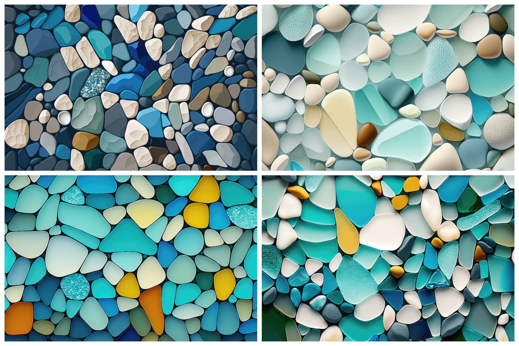 Seaside Treasures: 16 Beach Glass Mosaic Backgrounds in 6K | HipFonts