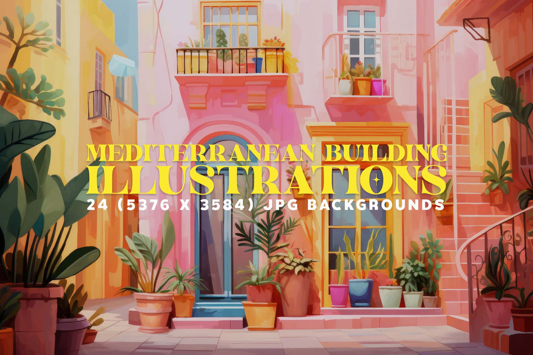 Colorful Mediterranean Village Building Cover