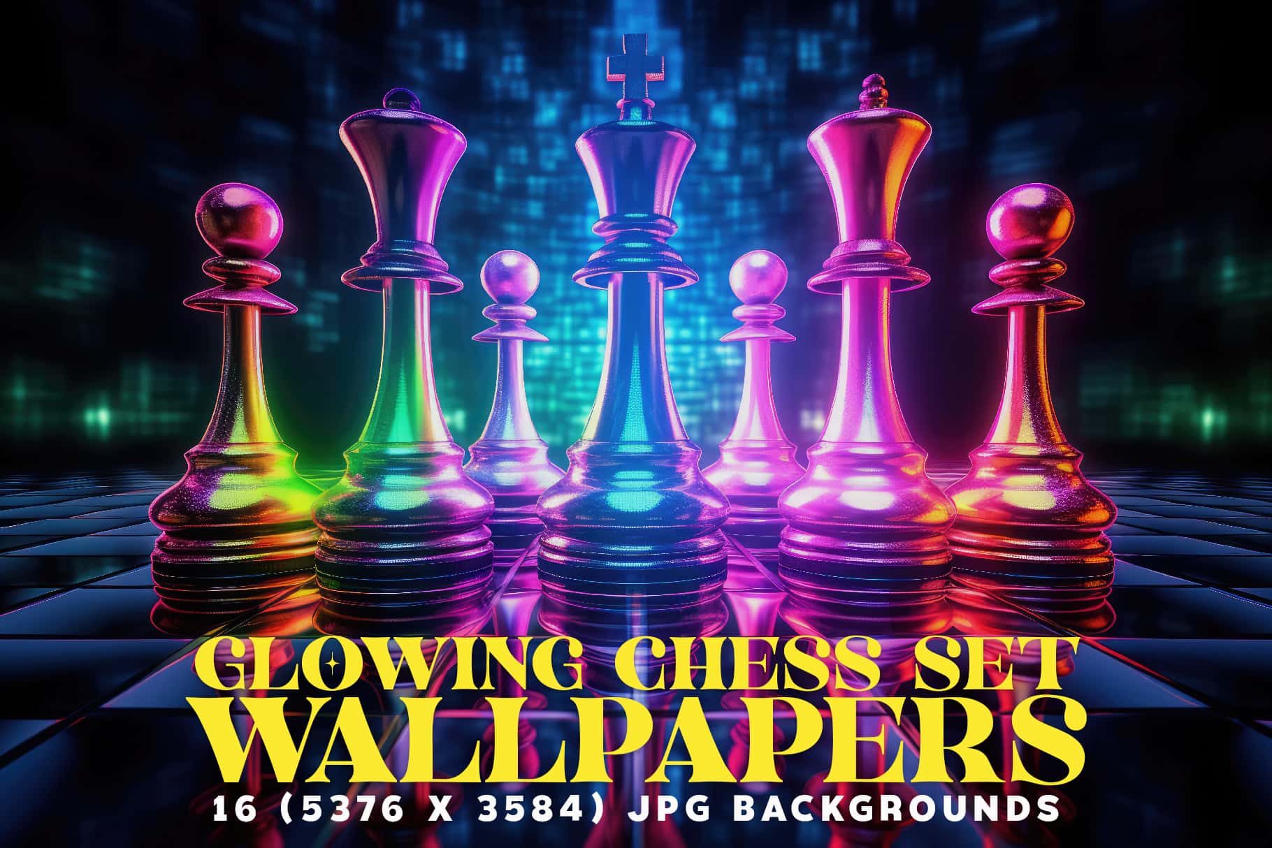 Futuristic Neon Chess Set Cover