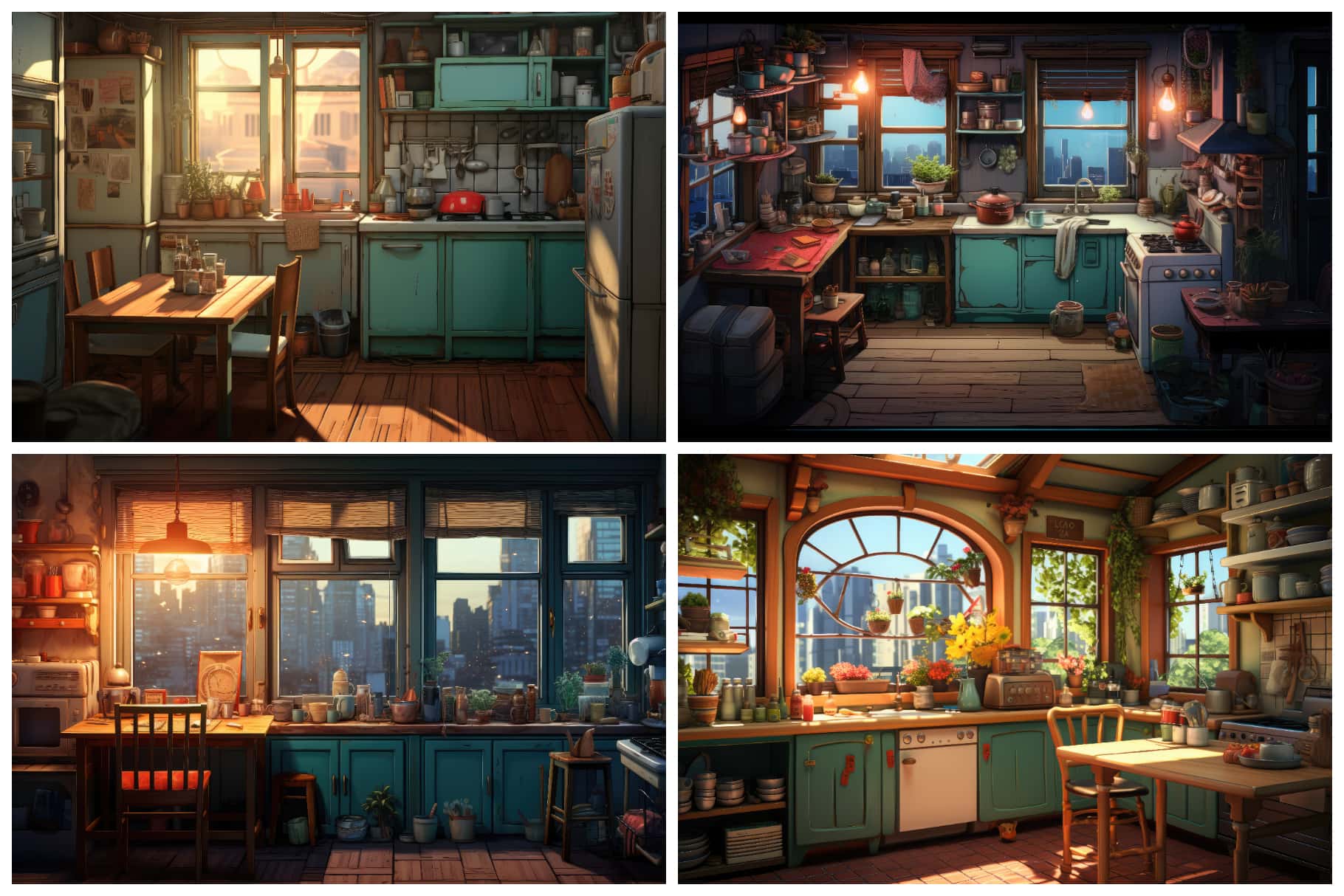 Step into Serenity: 32 Cozy Lofi Kitchen Illustrations for Ultimate