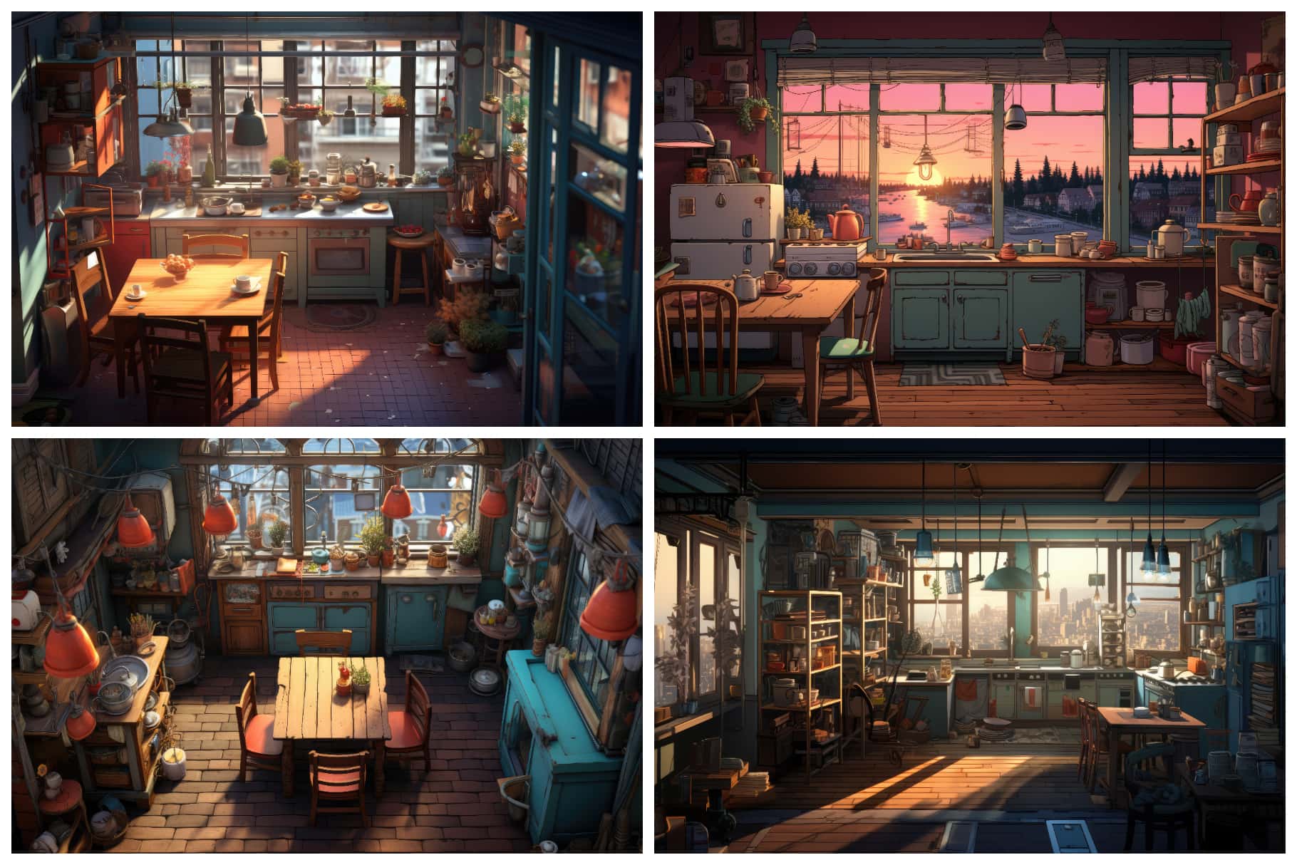 Step into Serenity: 32 Cozy Lofi Kitchen Illustrations for Ultimate