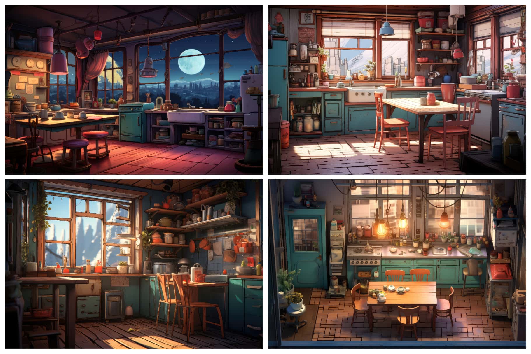 Step into Serenity: 32 Cozy Lofi Kitchen Illustrations for Ultimate