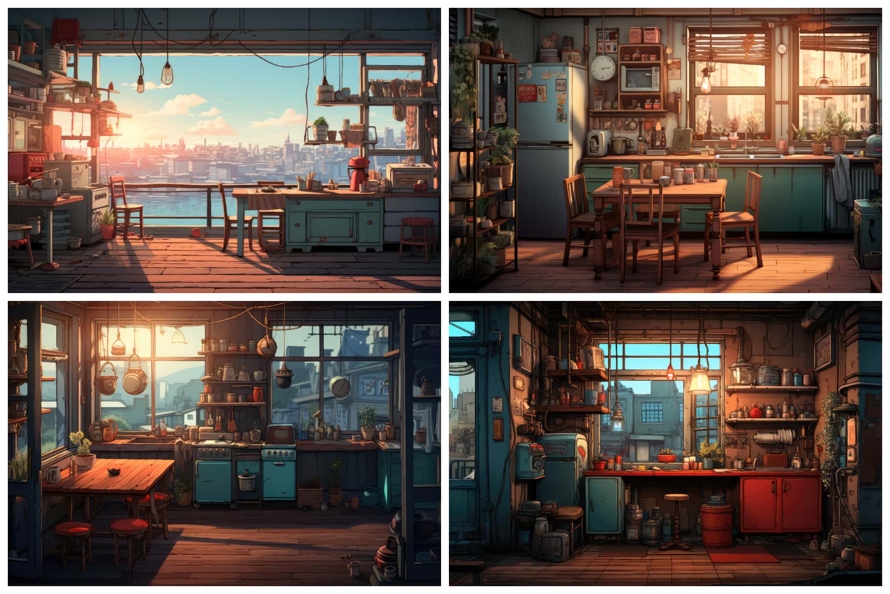 Step into Serenity: 32 Cozy Lofi Kitchen Illustrations for Ultimate