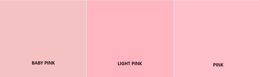 baby pink vs light pink vs pink